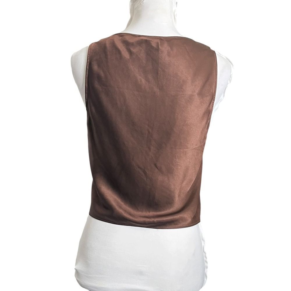 Reformation Jasmine Top Womens 6 Brown Scoop Neck Sleeveless Satin Chic Tank - Picture 4 of 10